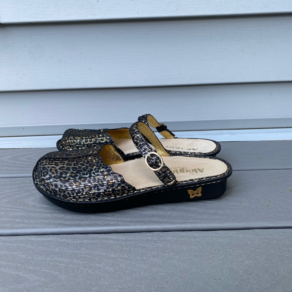 Algeria by PG Lite Leopard Metallic Mary Jane Mules NWOT